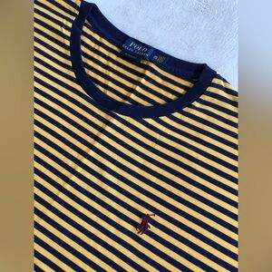 Polo by Ralph Lauren Navy and Yellow Striped Tee Shirt